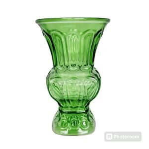Vintage A.L. Randall Co Emerald Green Flare Wide Body Glass Flower Vase